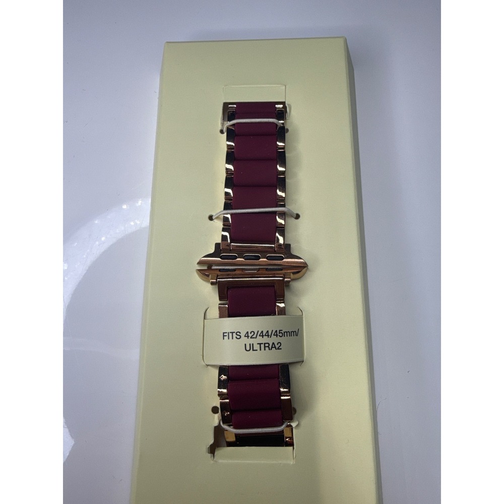 Anne Klein Apple Watch Band Rose Gold Burgundy Resin 42/44/45mm Ultra 2
